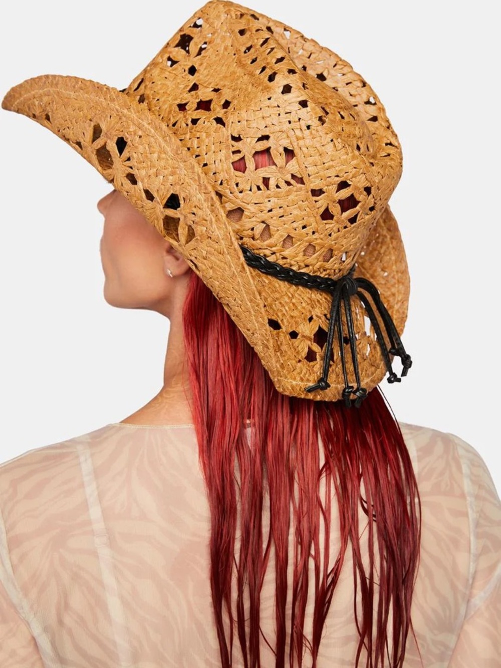 Dolls Kill Tan Straw Cowboy Hat - Picture 2 of 9